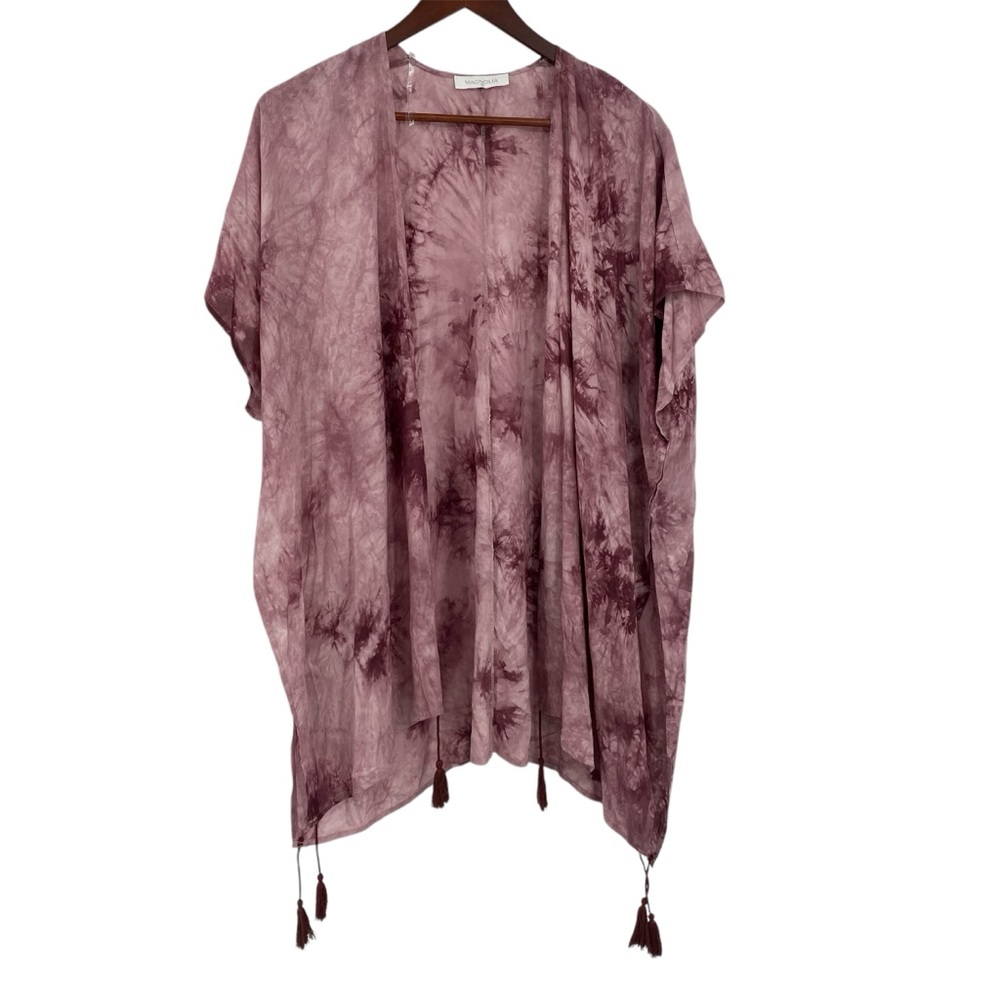 Magnolia‎ Kimono Cardigan Womens Small Purple Tie Dye Open Boho Hippie Coverup